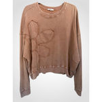 easel  Flower Patch Mineral Washed Terry Knit in Brown Size S Photo 2