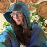 AVOCA the Mill Wool Hooded Checkered Cape Blue Size undefined Photo 6