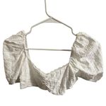 Edikted Crop Top Womens XS White Puffed Sleeve Crinkled Ruffled Photo 2