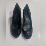 Calvin Klein  Heels Women Size 7 Black Peep Toe Textured‎ Leather Faux Snake Skin Photo 3