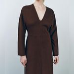 ZARA  NWT V neck long sleeve midi knit dress Photo 3