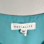 Socialite Teal Ditsy Floral Orange White Chiffon Scallop Neckline Tank Top XS Photo 2