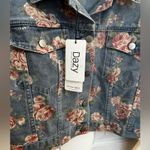 NWT Dazy floral roses crop jean jacket size Small Blue Photo 3