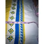 Vintage Silky Scarf Yellow Blue Geometric Square 31" Mod MCM Wear Photo 9