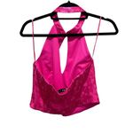 ZARA Halter Keyhole Satin Floral Jacquard Top Pink Women’s Size Large NWT Photo 7