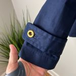 Banana Republic  Navy‎ Cotton Canvas Pea Coat Jacket Size Small Gold Buttons Photo 3
