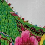 Acorn Green Pink Floral Hibiscus Smocked Beaded Tank Size Large Photo 2