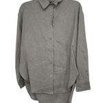 ENZA COSTA FRENCH LINEN BUTTON DOWN SHIRT IN MIST GRAY WOMENS SIZE 0 BUSINESS Photo 9