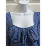 Free People Lolita Blue Smocked Milkmaid Boho Floral Print Crop Top Size Medium Photo 10