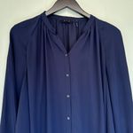 Zoa  New York Navy Long Sleeve Button Down Blouse Medium Photo 1