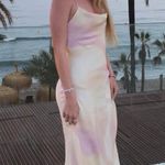 ZARA  maxi long satin foil effect cowl neck body on casual summer vacation dress Photo 4