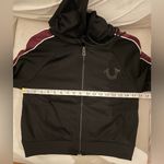 True Religion NWT  Crystal Zip Hoodie Size S Black & Maroon Photo 6