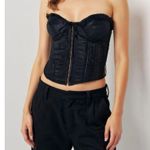 Danielle Guizio GUIZIO Pintuck Corset, Black, Large Photo 1