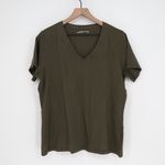 American Giant Womens XL Olive Green V Neck T Shirt Made in USA Cotton Tee Photo 1