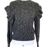 Topshop  Sweater Size XS 0/2 Gray Ruffle Puff Longsleeve Cableknit High Neck Photo 0