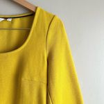 Boden Tilly Ottoman Ribbed 3/4 Sleeve Top in Yellow Cotton Blend, Size 2 Photo 4