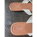 CHAPS  Ralph Lauren women slip on flip flops white with tan soles Size 9/10‎ Photo 2