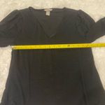 H&M Black sparkly shiny H & M shirt sleeve v-neck blouse top shirt woman’s medium Photo 4