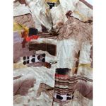 Shana Artsy Crinkle Button Tunic Top All Over Print Oversized Lagenlook Size L Brown Size L Photo 6
