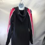 Venus  black hooded sweater midi dress with pink stripes Photo 2