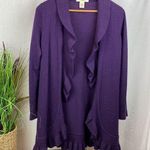 Peck & Peck Wool & Cashmere Blend Ruffle Open Front Duster Sweater From  M Photo 0