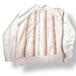 Vintage Tanni 100 Wool Cable Knit Sweater Leather Trim Made in Hong Kong Medium Tan Photo 6