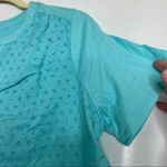 Woman Within  Eyelet‎ Knit Top Tunic V-Neck Short Sleeve Aqua Blue 14/16 M Photo 4
