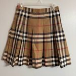 Burberry London Nova Check Tan A-Line Pleated Skirt Size 4 Photo 0