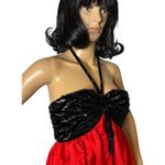 Vintage Victoria Royal Hong Kong Beaded Halter Gown Red Black Tassel Dress Small Photo 8