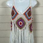 Rebellion  Again Top Womens Multicolor Festival Crochet Tank Size S Photo 6
