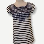 Anthropologie Meadow Rue Anthroplogie Palermo Blue White Striped Embroidered Blouse Photo 2