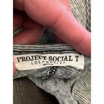 Project Social T  Tank Top Womens Medium Gray Striped Linen Cropped Racerback Photo 4