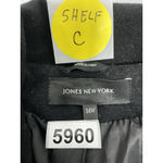 Jones New York Womans Jones NY Button Up Long Overcoat 14 W Black Wool Blend Photo 2