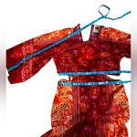Farm Rio  100% Cotton Vibrant Red and Orange Long Sleeve Dress Size Medium Photo 15