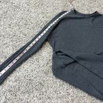 EXPRESS NEW  Waffle Knit Scoop Neck Long Sleeve Pullover Top Gray high low M Photo 4