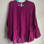 💜✨Mossimo Purple Fuschia Satin Bell Sleeve Top Size XL Photo 2