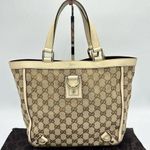Gucci Beige/Cream GG Canvas And Leather Abbey D-Ring Tote Photo 0
