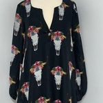 Show Me Your Mumu Womens Jamie Tunic Dress Size S Longhorn Steer Black Floral Photo 0