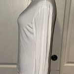WHITE RIBBED LETTUCE TRIM MOCK NECK LONG SLEEVE Size M Photo 2