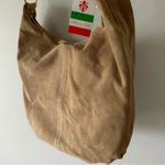 italian suede leather brown hobo / tote / slouchy bag / purse/ tik tok famous Tan Photo 2