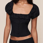 Guizio Paloma Short Sleeve Top XS NWT Black Photo 0