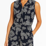 Ann Taylor  Black Cream Paisley Print Romper Sleeveless‎ Collared 12 Photo 0