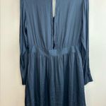 NWT See You Soon Dusty Blue Satin Long Sleeve Mini Dress Size Medium Photo 7