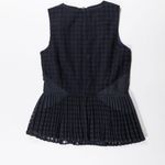 Banana Republic Blue Sleeveless Gingham Check Print Pleated Ruffle Blouse Shirt Photo 3