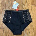 Red Carter NWT  studded black Python accent bikini bottoms Small size 6 US swim Photo 0