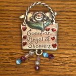 AJMC Vintage Brooch Pin Guardian Angel of Shoppers Bag with Hearts and Beads Silver Photo 3