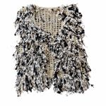 POL  Black and Cream Fringe Sweater Vest Photo 0