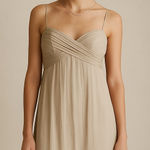 Amsale 100% Silk Empire Waist Maxi Dress Beige Wedding Guest 2 – Quiet Luxury Photo 0