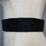 Deadstock Beaded Belt Vintage Women Black Structured Wide Hook and Loop Fancy Photo 1