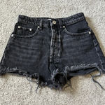 ZARA  - US 4 Faded Black Button Fly‎ Cut-off Jean Booty Shorts 77302 Photo 0